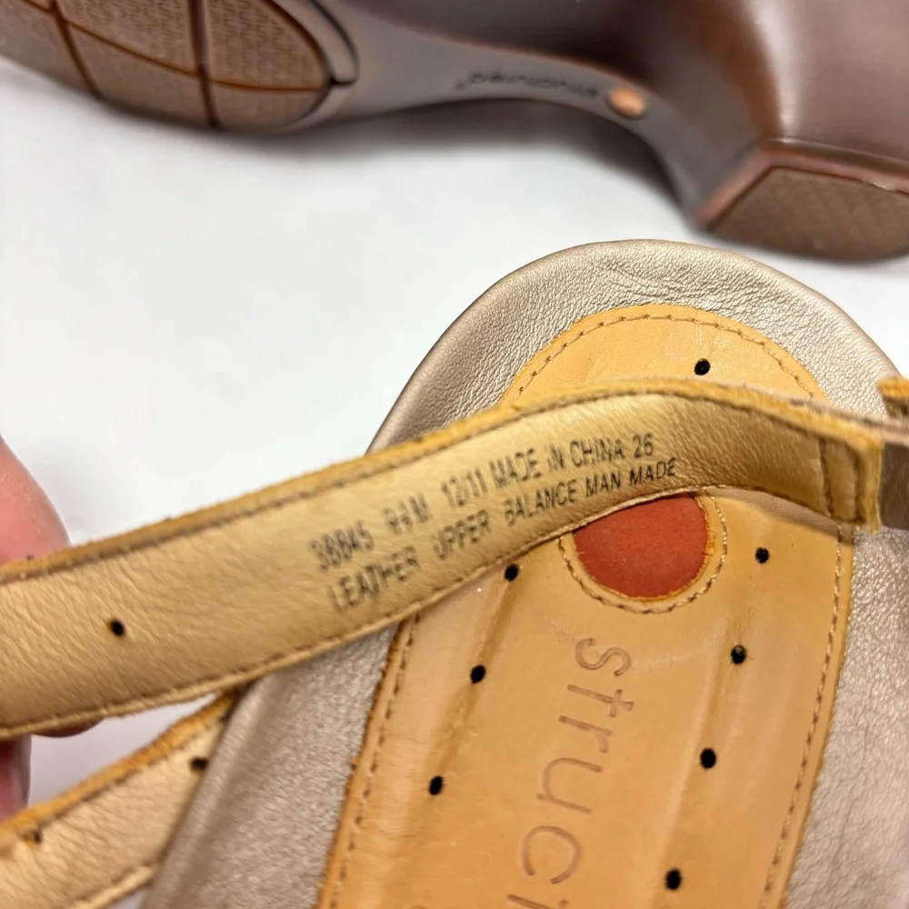 Clarks Unstructured Sandals Strappy Slingback Brown Taupe Wedge Heel Women 9.5 M